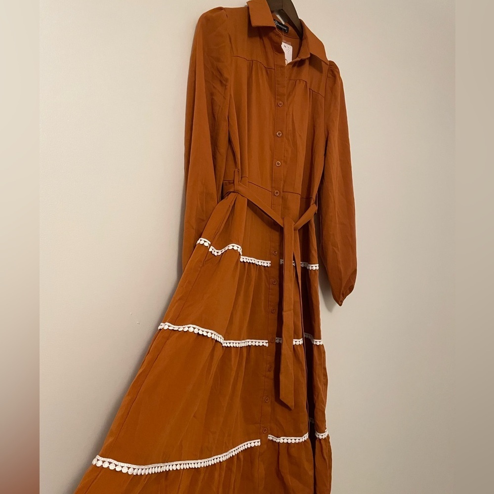Pretty Garden Long Sleeve Smocked Scandigirl Maxi Casual Dress SMALL NWT - Picture 3 of 6